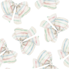 Watercolor Colorful Striped Bow hand drawn seamless pattern