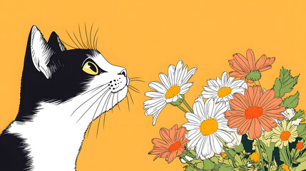 Whimsical and playful illustrations of cats in various humorous scenarios, featuring vibrant doodle art