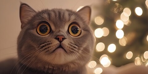 A close up image features a Scottish Fold cat curiously looking at a banner displaying discount information, capturing the essence of a Black Friday sale and promotion.