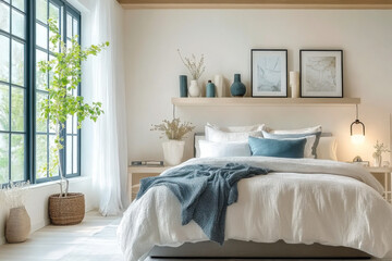 Scandinavian style interior design of modern bedroom