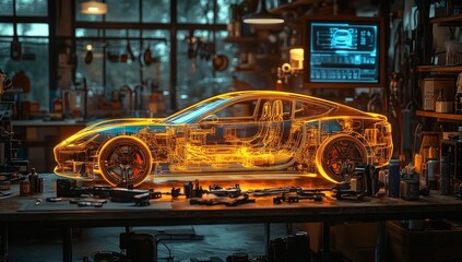 Transparent Car in a Garage