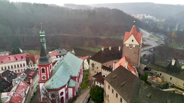 Burg Hrad Loket Tschechien Luftaufnahme 