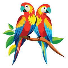 Obraz premium two parrots on a branch a-pair-of-colorful-really-parrot