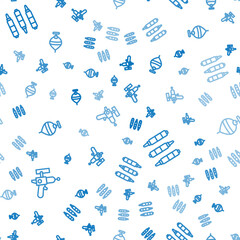 Obraz premium Set line Ray gun, Marker pen and Whirligig toy on seamless pattern. Vector