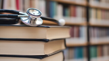 Stethoscope on Books in Library