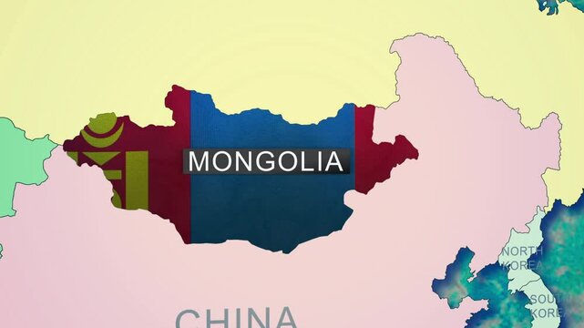 Mongolia Map With Waving Flag
