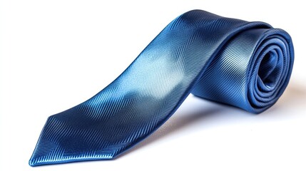Blue tie isolated on white for a clean and professional look. The blue tie adds elegance and style, perfect for formal occasions or business settings, with ample copy space.