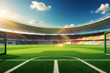Fototapeta premium football stadium with a field and ball 