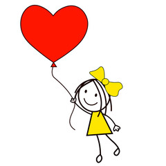 girl in a yellow dress with a red ball