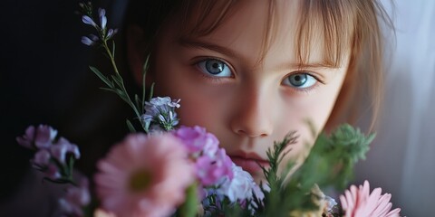 Naklejka premium Girl with Flowers