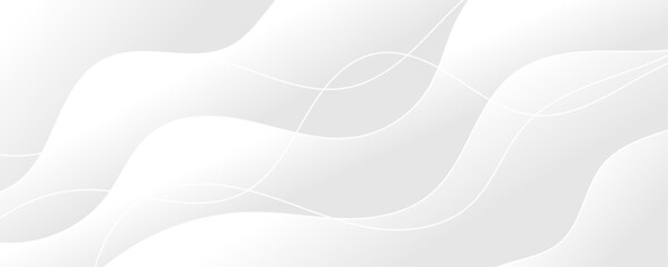 White and light gray abstract wave gradient luxury texture paper wave background. Smooth and clean modern abstract wave curve line banner background design. Vector illustration.