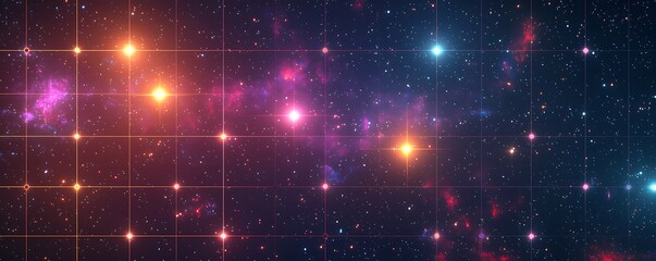 A neon grid showcasing the week, with each day glowing in a unique color against a dark space background