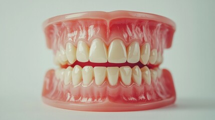 Obraz premium Woman, mouth and teeth in studio for oral health, dental care and orthodontics isolated on white background. Female person, smile and tooth whitening or hygiene, veneers and self care for wellness