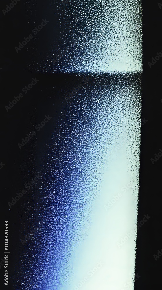 Poster a vertical background design with a grainy blue-purple gradient, an abstract glowing shape, and a bl