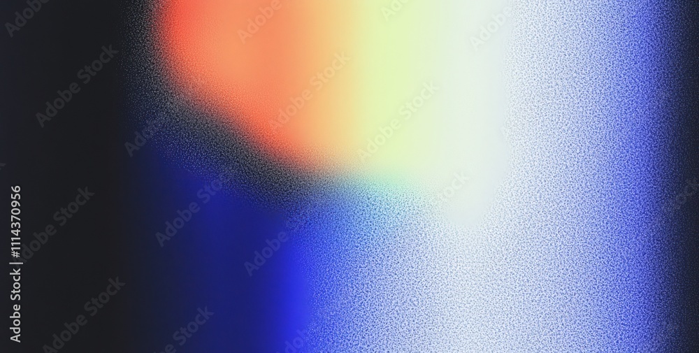 Aufkleber the web banner design boasts a vibrant gradient background in shades of orange and blue, accented wi