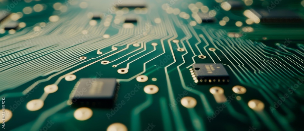 Poster An electronic circuit board background. Computer technology, an electronic chip, an electronic pattern. An electronic pattern texture. A technology system with digital information.