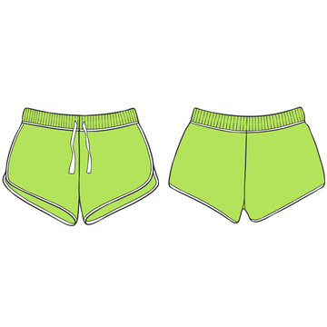 green shorts front and back view clip art preview