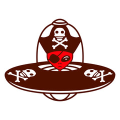 Alien Pirate Cool UFO Funny Extraterrestrial Being Design Lover Art Vector Illustration Card T-Shirt Poster Sticker Graphic Print Decorative Drawing Isolated Logo Decoration Symbol Creative Cool Style