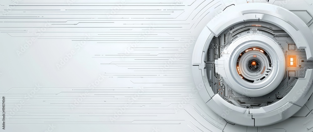 Poster a 3d design paper featuring a line circle with a circuit board. this abstract, modern, and futuristi