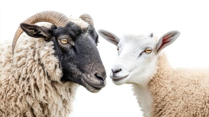 Fototapeta premium Playful Goats Together in a Field