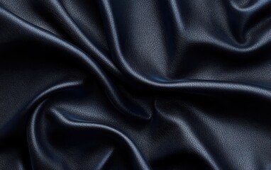 Fototapeta premium A close-up of a black leather texture, featuring a navy blue, grainy finish with soft lighting. 