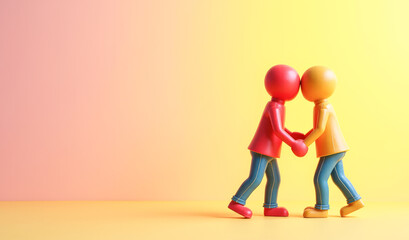 colored figures on a colored background , the concept of a relationship