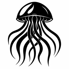 Jellyfish vector silhouette black design white background