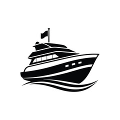 Naklejka premium Minimalist Motorboat Silhouette - Stylish Vector Art for Creative Designs