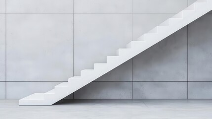 Obraz premium Elegant floating staircase with white steps and glass panels, clean and modern design in a minimalist office