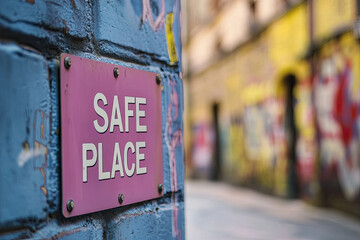 The Safe Place sign indicates that a location is a designated refuge where youth can go in times of crisis or distress, with writing &ldquo;SAFE PLACE&rdquo;