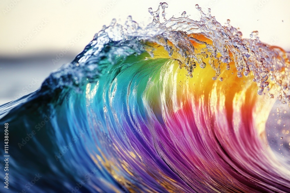 Poster a colorful wave with water splashing on it, great for weather or aquatic themes