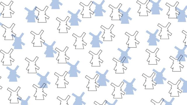Holland windmill pattern illustration The Netherlands Travel Landmark line art and silhouette