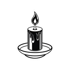 burning candle in a cup silhouette icon vector illustration