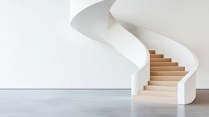 Naklejka premium Minimalist spiral staircase with glass panels, elegant and sleek design for a stylish office interior