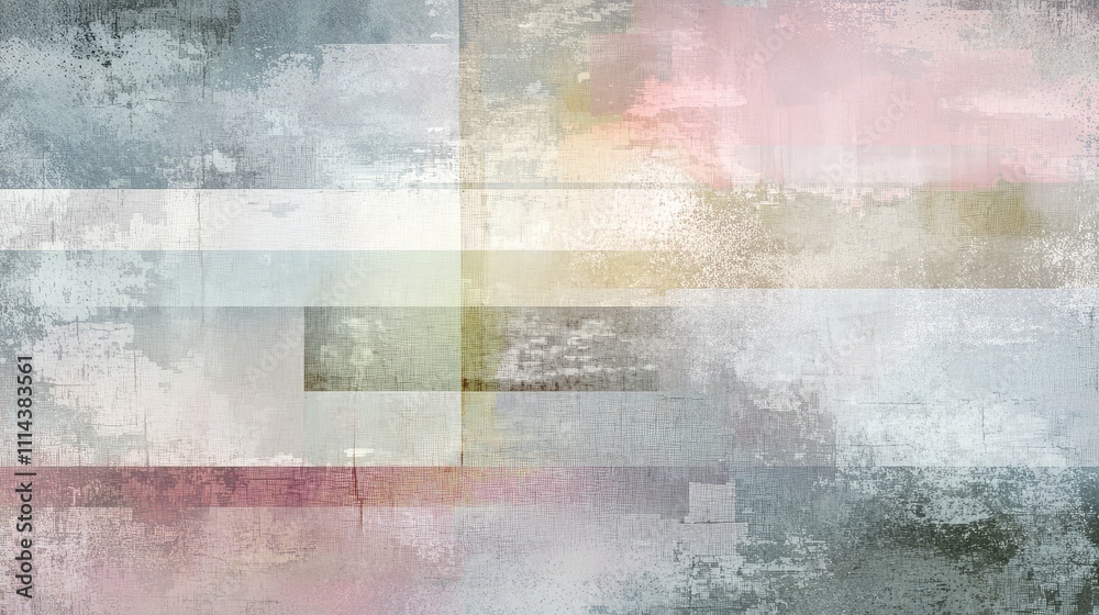 Fototapete a soft, muted abstract pixel collage with subtle pixelation effects, creating a calming, textured vi