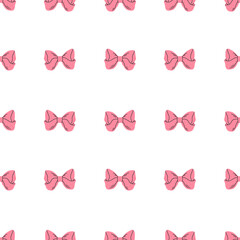 Seamless pattern with pink bows on a white background. illustration background.
