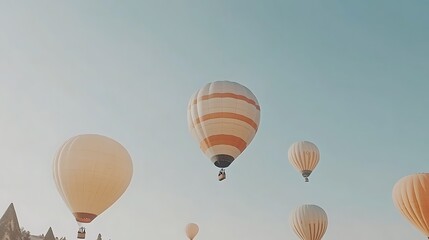 Obraz premium Colorful Hot Air Balloons Soaring in a Clear Sky
