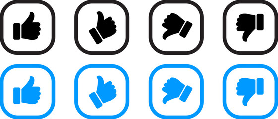 Rating and feedback scale with thumb symbol in green, yellow and red color outline. Excellent, good, average, poor, bad rating thumb icon set. Satisfied, unsatisfied, neutral survey icon set.