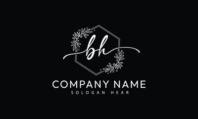 BH H B initial signature logo template vector