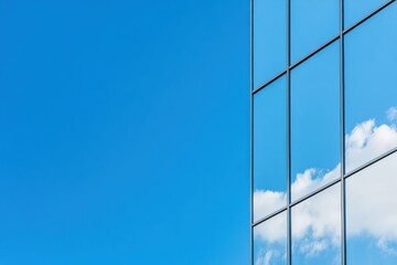 Modern Building Reflecting Clouds And Blue Sky