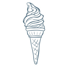 Line Art Illustration of Ice Cream. Vector Graphic.