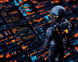 Fototapeta premium 3D visualization of AI detecting anomalies in financial transactions, fraud detection technology ensuring compliance