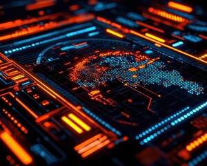 Obraz premium Closeup of an AIdriven fraud detection alert monitoring crossborder payments, technology securing global finance