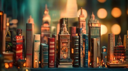 Obraz premium Miniature City Made of Books