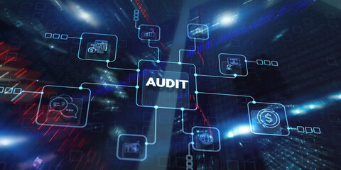 Audit Auditor Financial service concept on city background