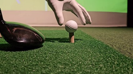 Indoor golf driving range with modern technology for swing practice in a simulated environment