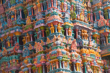 Details of Meenakshi Temple, One of the biggest and oldest temple in Madurai, India.