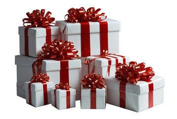 Fototapeta premium red and white Christmas presents isolated, Transparent Background