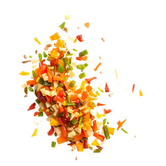 Colorful mixed pepper grains and flakes. png isolated background. transparent background.