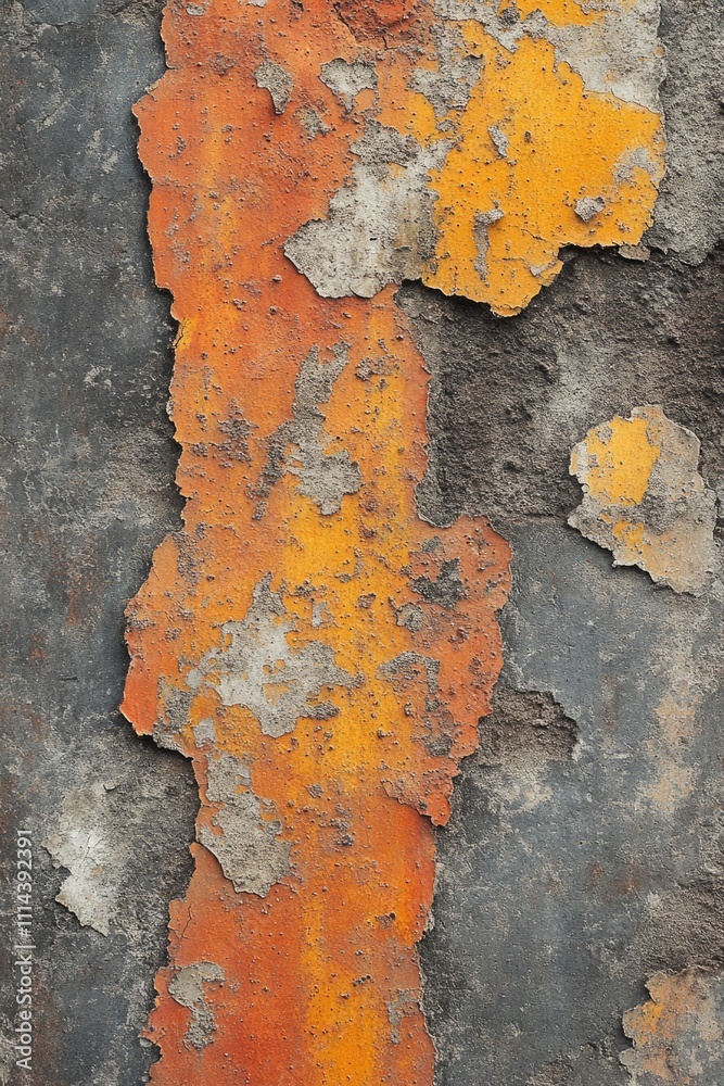 Poster a close up shot of peeling paint on a wall, ideal for use in interior design or architecture project